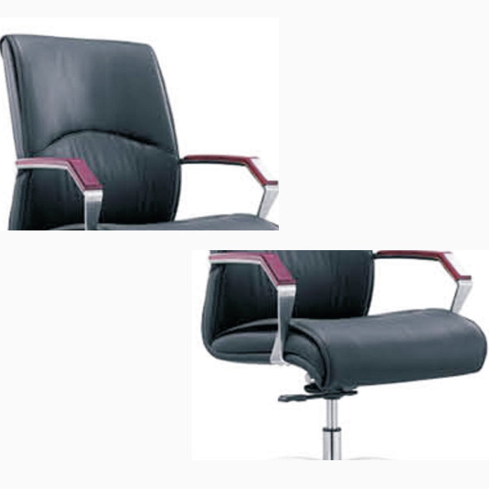 Contemporary Arm Chair Fixed Arms Blue Faux Leather Office Chair Clearhalo 'furn' 'furn_office_chair' 'Furniture' 'Office Chairs' 'Office Furniture' 'office_chair' 5972120