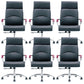 Contemporary Arm Chair Fixed Arms Blue Faux Leather Office Chair Casters 6 Piece Set With Headrest Clearhalo 'furn' 'furn_office_chair' 'Furniture' 'Office Chairs' 'Office Furniture' 'office_chair' 5972121