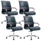 Contemporary Arm Chair Fixed Arms Blue Faux Leather Office Chair Casters 4 Piece Set Without Headrest Clearhalo 'furn' 'furn_office_chair' 'Furniture' 'Office Chairs' 'Office Furniture' 'office_chair' 5972127