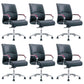 Contemporary Arm Chair Fixed Arms Blue Faux Leather Office Chair Casters 6 Piece Set Without Headrest Clearhalo 'furn' 'furn_office_chair' 'Furniture' 'Office Chairs' 'Office Furniture' 'office_chair' 5972129