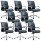 Contemporary Arm Chair Fixed Arms Blue Faux Leather Office Chair Casters 8 Piece Set Without Headrest Clearhalo 'furn' 'furn_office_chair' 'Furniture' 'Office Chairs' 'Office Furniture' 'office_chair' 5972131