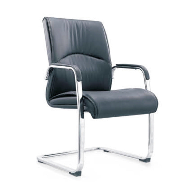 Contemporary Arm Chair Fixed Arms Blue Faux Leather Office Chair Without Casters 1 Piece Without Headrest Clearhalo 'furn' 'furn_office_chair' 'Furniture' 'Office Chairs' 'Office Furniture' 'office_chair' 5972133