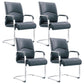 Contemporary Arm Chair Fixed Arms Blue Faux Leather Office Chair Without Casters 4 Piece Set Without Headrest Clearhalo 'furn' 'furn_office_chair' 'Furniture' 'Office Chairs' 'Office Furniture' 'office_chair' 5972134