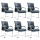 Contemporary Arm Chair Fixed Arms Blue Faux Leather Office Chair Without Casters 6 Piece Set Without Headrest Clearhalo 'furn' 'furn_office_chair' 'Furniture' 'Office Chairs' 'Office Furniture' 'office_chair' 5972135