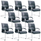 Contemporary Arm Chair Fixed Arms Blue Faux Leather Office Chair Without Casters 8 Piece Set Without Headrest Clearhalo 'furn' 'furn_office_chair' 'Furniture' 'Office Chairs' 'Office Furniture' 'office_chair' 5972136