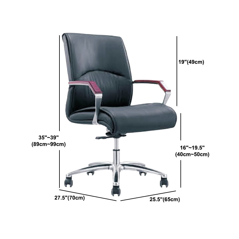 Contemporary Arm Chair Fixed Arms Blue Faux Leather Office Chair Clearhalo 'furn' 'furn_office_chair' 'Furniture' 'Office Chairs' 'Office Furniture' 'office_chair' 5972138