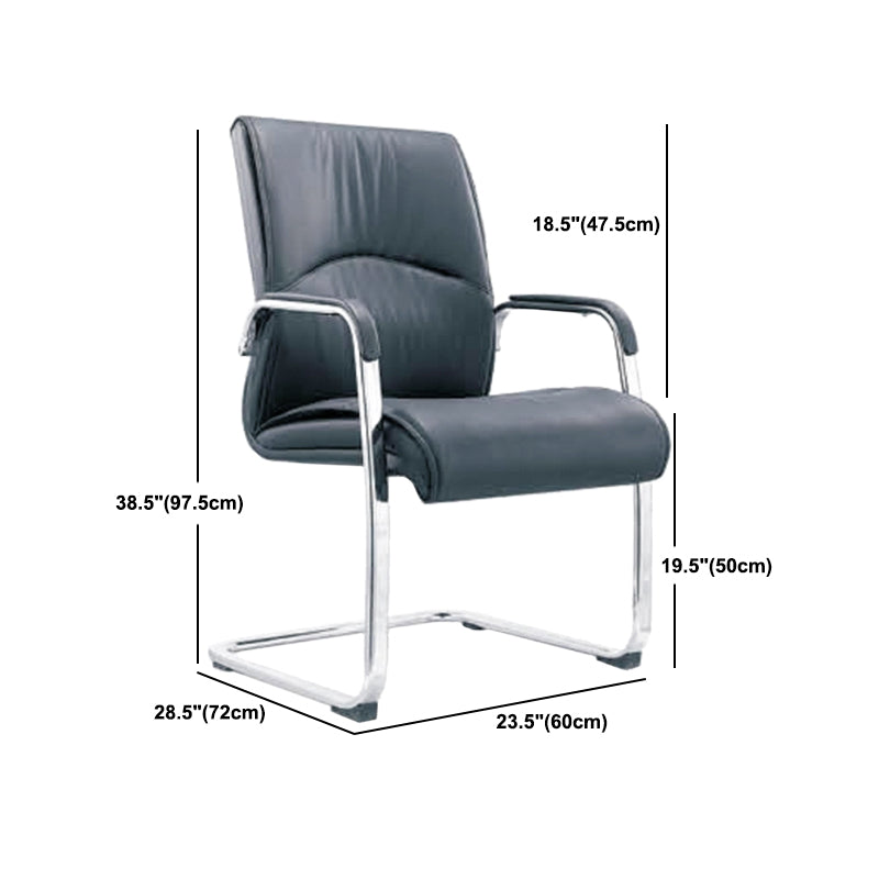 Contemporary Arm Chair Fixed Arms Blue Faux Leather Office Chair Clearhalo 'furn' 'furn_office_chair' 'Furniture' 'Office Chairs' 'Office Furniture' 'office_chair' 5972139