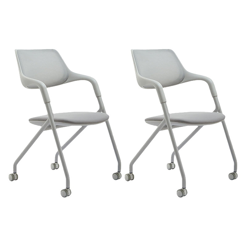 Contemporary Fixed Arms Swivel Chair Gray Cushion Conference Chair 2 Piece Set Clearhalo 'furn' 'furn_office_chair' 'Furniture' 'Office Chairs' 'Office Furniture' 'office_chair' 5972141