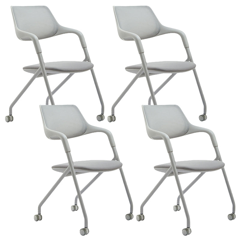 Contemporary Fixed Arms Swivel Chair Gray Cushion Conference Chair 4 Piece Set Clearhalo 'furn' 'furn_office_chair' 'Furniture' 'Office Chairs' 'Office Furniture' 'office_chair' 5972142