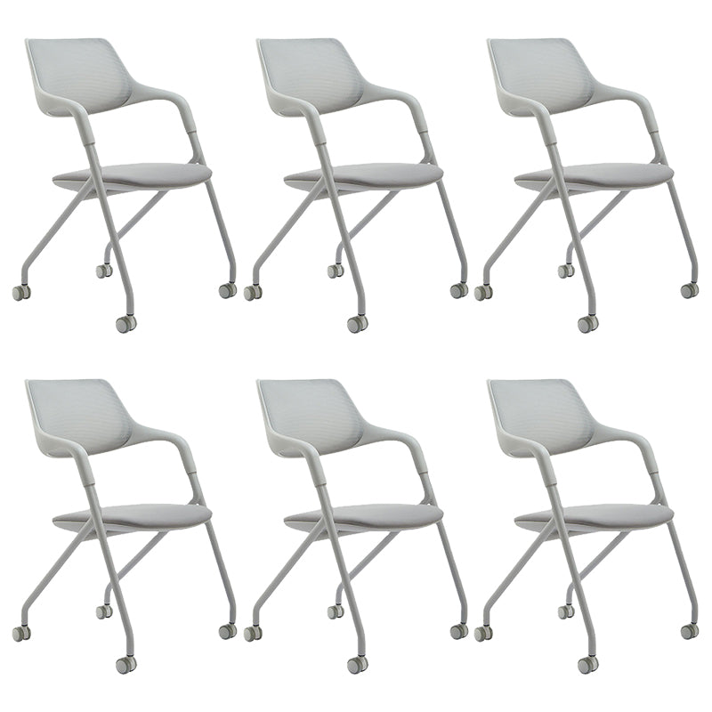 Contemporary Fixed Arms Swivel Chair Gray Cushion Conference Chair 6 Piece Set Clearhalo 'furn' 'furn_office_chair' 'Furniture' 'Office Chairs' 'Office Furniture' 'office_chair' 5972144