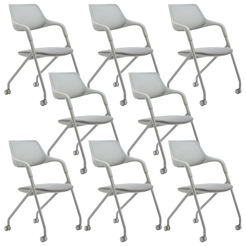 Contemporary Fixed Arms Swivel Chair Gray Cushion Conference Chair 8 Piece Set Clearhalo 'furn' 'furn_office_chair' 'Furniture' 'Office Chairs' 'Office Furniture' 'office_chair' 5972146