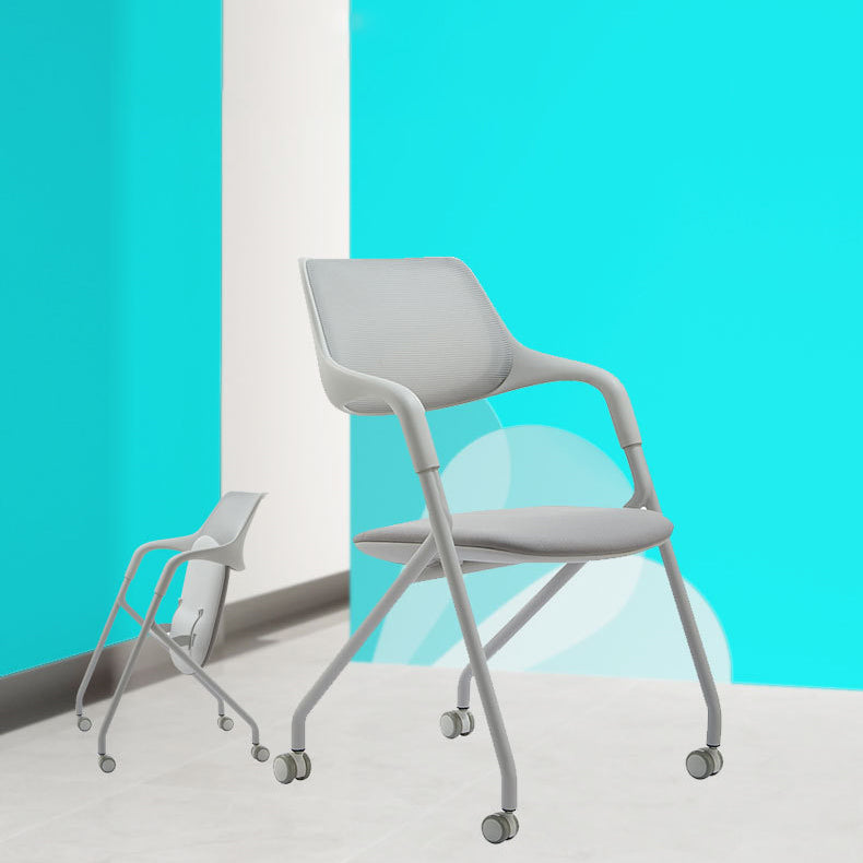 Contemporary Fixed Arms Swivel Chair Gray Cushion Conference Chair Clearhalo 'furn' 'furn_office_chair' 'Furniture' 'Office Chairs' 'Office Furniture' 'office_chair' 5972147