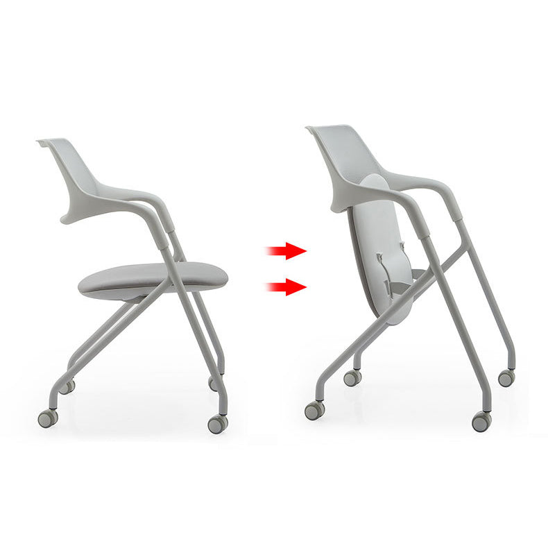 Contemporary Fixed Arms Swivel Chair Gray Cushion Conference Chair Clearhalo 'furn' 'furn_office_chair' 'Furniture' 'Office Chairs' 'Office Furniture' 'office_chair' 5972153