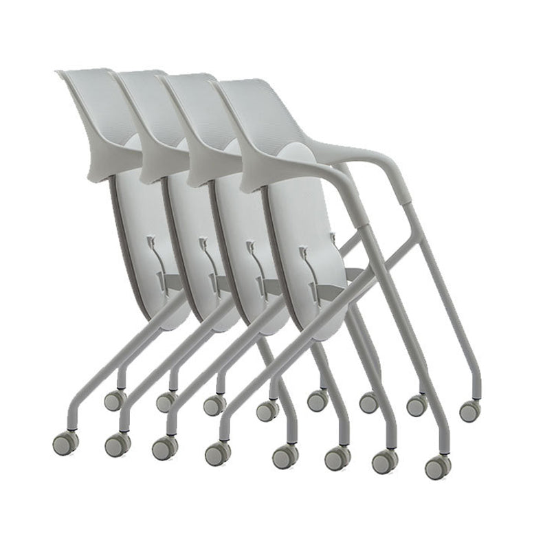 Contemporary Fixed Arms Swivel Chair Gray Cushion Conference Chair Clearhalo 'furn' 'furn_office_chair' 'Furniture' 'Office Chairs' 'Office Furniture' 'office_chair' 5972154