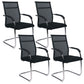 Modern Arms Included Chair Mid-Back Metal Base Chair in Black/Brown 4 Piece Set Black Clearhalo 'furn' 'furn_office_chair' 'Furniture' 'Office Chairs' 'Office Furniture' 'office_chair' 5972163