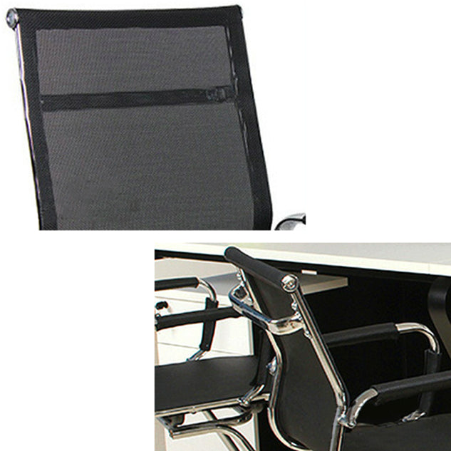 Modern Arms Included Chair Mid-Back Metal Base Chair in Black/Brown Clearhalo 'furn' 'furn_office_chair' 'Furniture' 'Office Chairs' 'Office Furniture' 'office_chair' 5972165