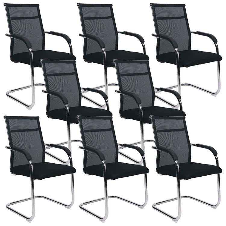 Modern Arms Included Chair Mid-Back Metal Base Chair in Black/Brown 8 Piece Set Black Clearhalo 'furn' 'furn_office_chair' 'Furniture' 'Office Chairs' 'Office Furniture' 'office_chair' 5972166