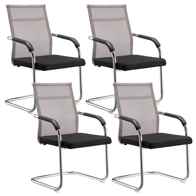 Modern Arms Included Chair Mid-Back Metal Base Chair in Black/Brown 4 Piece Set Brown Clearhalo 'furn' 'furn_office_chair' 'Furniture' 'Office Chairs' 'Office Furniture' 'office_chair' 5972170