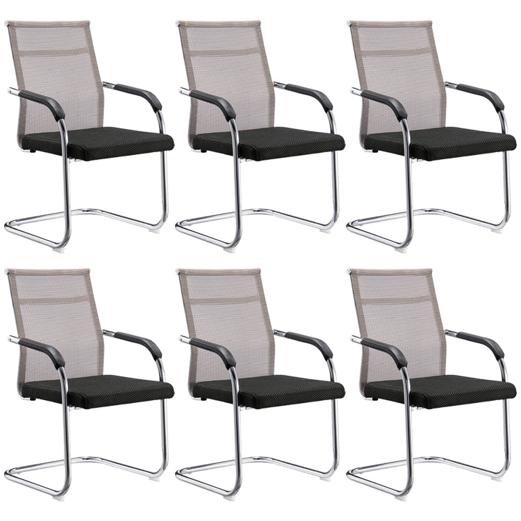Modern Arms Included Chair Mid-Back Metal Base Chair in Black/Brown 6 Piece Set Brown Clearhalo 'furn' 'furn_office_chair' 'Furniture' 'Office Chairs' 'Office Furniture' 'office_chair' 5972171