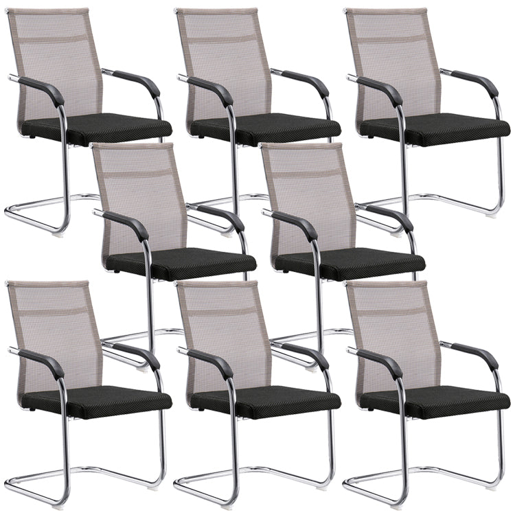 Modern Arms Included Chair Mid-Back Metal Base Chair in Black/Brown 8 Piece Set Brown Clearhalo 'furn' 'furn_office_chair' 'Furniture' 'Office Chairs' 'Office Furniture' 'office_chair' 5972172