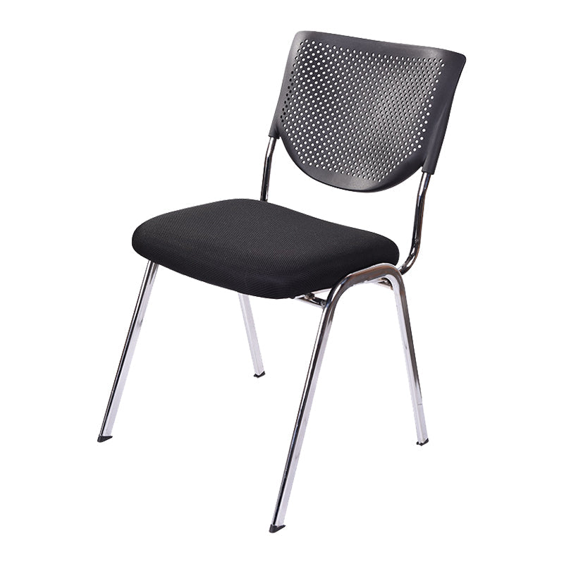 Armless Mid Back Vinyl Office Chair Modern Black Back Conference Chair Without Writing Pad 1 Piece Four Legs Clearhalo 'furn' 'furn_office_chair' 'Furniture' 'Office Chairs' 'Office Furniture' 'office_chair' 5972209