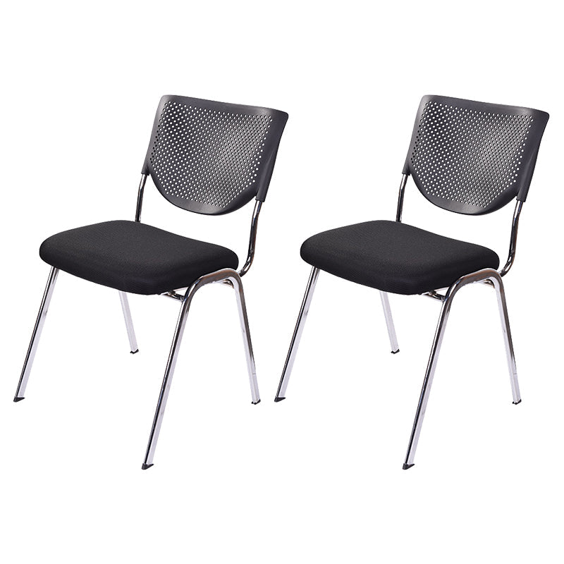 Armless Mid Back Vinyl Office Chair Modern Black Back Conference Chair Without Writing Pad 2 Piece Set Four Legs Clearhalo 'furn' 'furn_office_chair' 'Furniture' 'Office Chairs' 'Office Furniture' 'office_chair' 5972211
