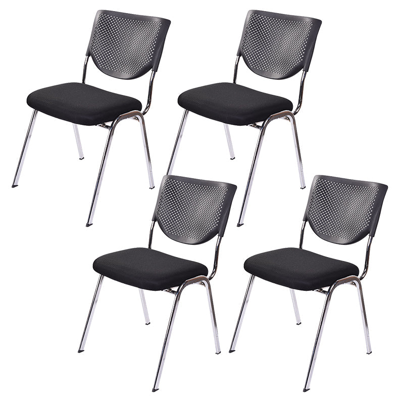 Armless Mid Back Vinyl Office Chair Modern Black Back Conference Chair Without Writing Pad 4 Piece Set Four Legs Clearhalo 'furn' 'furn_office_chair' 'Furniture' 'Office Chairs' 'Office Furniture' 'office_chair' 5972213