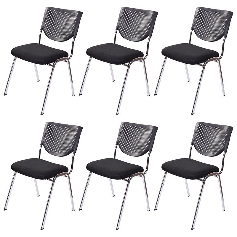 Armless Mid Back Vinyl Office Chair Modern Black Back Conference Chair Without Writing Pad 6 Piece Set Four Legs Clearhalo 'furn' 'furn_office_chair' 'Furniture' 'Office Chairs' 'Office Furniture' 'office_chair' 5972215