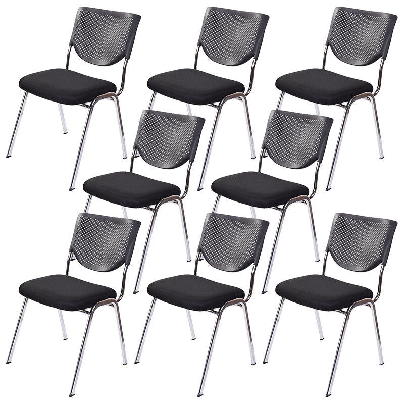 Armless Mid Back Vinyl Office Chair Modern Black Back Conference Chair Without Writing Pad 8 Piece Set Four Legs Clearhalo 'furn' 'furn_office_chair' 'Furniture' 'Office Chairs' 'Office Furniture' 'office_chair' 5972217