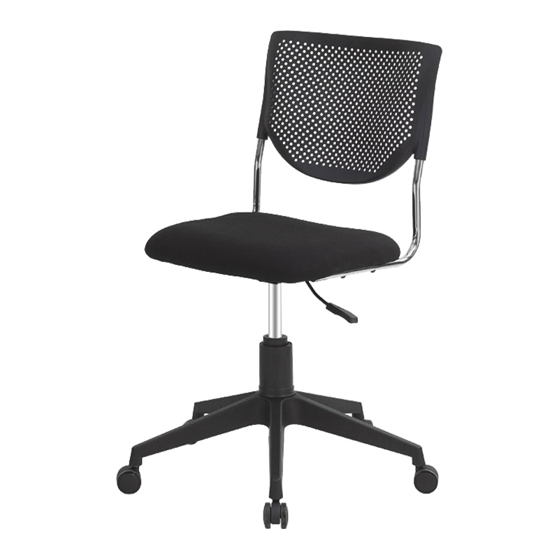 Armless Mid Back Vinyl Office Chair Modern Black Back Conference Chair Without Writing Pad 1 Piece With Wheels Clearhalo 'furn' 'furn_office_chair' 'Furniture' 'Office Chairs' 'Office Furniture' 'office_chair' 5972219