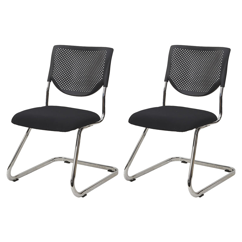 Armless Mid Back Vinyl Office Chair Modern Black Back Conference Chair Without Writing Pad 2 Piece Set Arch Clearhalo 'furn' 'furn_office_chair' 'Furniture' 'Office Chairs' 'Office Furniture' 'office_chair' 5972226