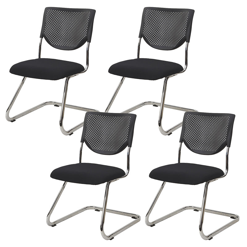 Armless Mid Back Vinyl Office Chair Modern Black Back Conference Chair Without Writing Pad 4 Piece Set Arch Clearhalo 'furn' 'furn_office_chair' 'Furniture' 'Office Chairs' 'Office Furniture' 'office_chair' 5972227