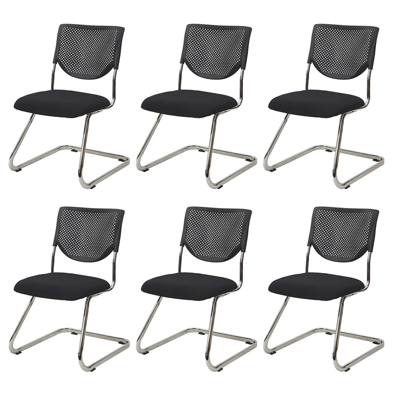 Armless Mid Back Vinyl Office Chair Modern Black Back Conference Chair Without Writing Pad 6 Piece Set Arch Clearhalo 'furn' 'furn_office_chair' 'Furniture' 'Office Chairs' 'Office Furniture' 'office_chair' 5972228