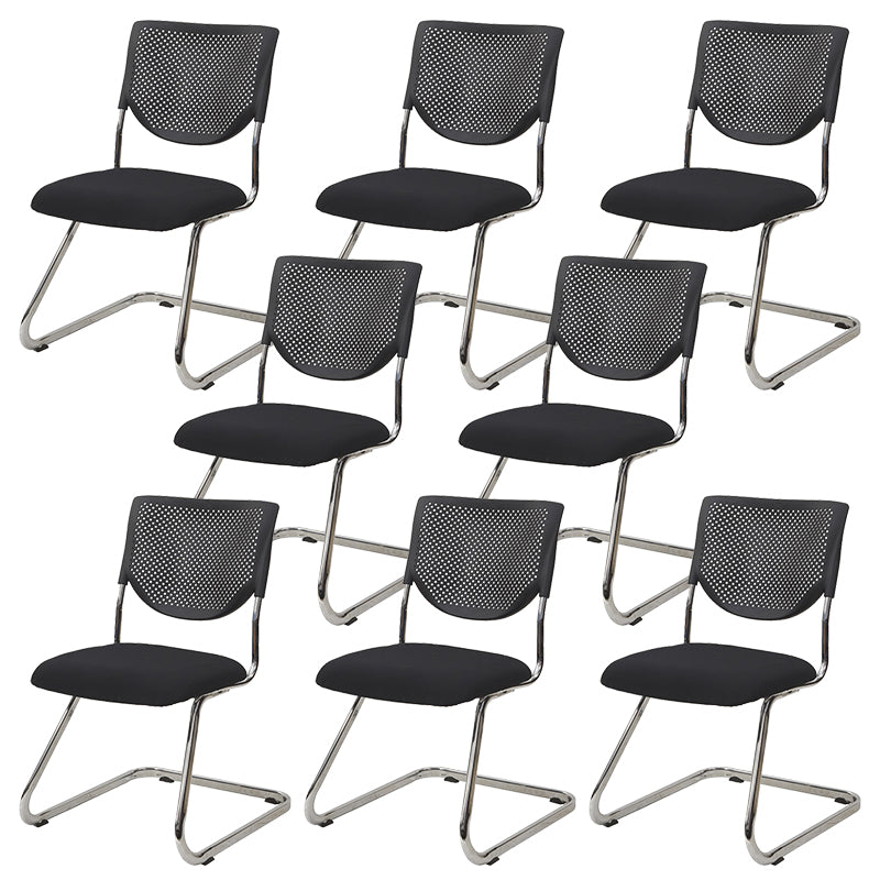 Armless Mid Back Vinyl Office Chair Modern Black Back Conference Chair Without Writing Pad 8 Piece Set Arch Clearhalo 'furn' 'furn_office_chair' 'Furniture' 'Office Chairs' 'Office Furniture' 'office_chair' 5972229