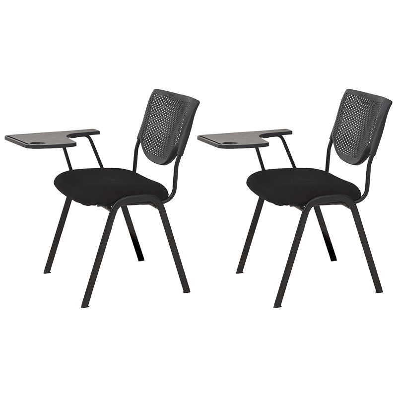 Armless Mid Back Vinyl Office Chair Modern Black Back Conference Chair With Writing Pad 2 Piece Set Four Legs Clearhalo 'furn' 'furn_office_chair' 'Furniture' 'Office Chairs' 'Office Furniture' 'office_chair' 5972230