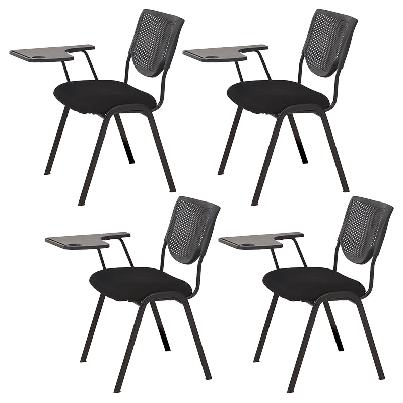 Armless Mid Back Vinyl Office Chair Modern Black Back Conference Chair With Writing Pad 4 Piece Set Four Legs Clearhalo 'furn' 'furn_office_chair' 'Furniture' 'Office Chairs' 'Office Furniture' 'office_chair' 5972231