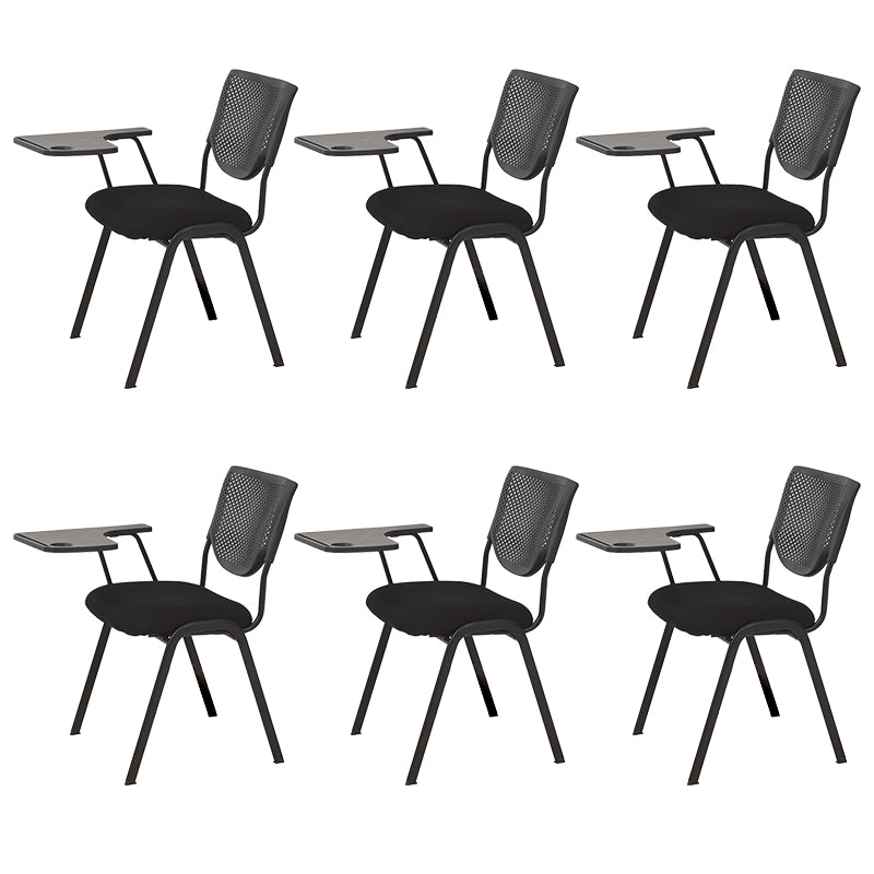 Armless Mid Back Vinyl Office Chair Modern Black Back Conference Chair With Writing Pad 6 Piece Set Four Legs Clearhalo 'furn' 'furn_office_chair' 'Furniture' 'Office Chairs' 'Office Furniture' 'office_chair' 5972232