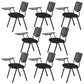 Armless Mid Back Vinyl Office Chair Modern Black Back Conference Chair With Writing Pad 8 Piece Set Four Legs Clearhalo 'furn' 'furn_office_chair' 'Furniture' 'Office Chairs' 'Office Furniture' 'office_chair' 5972233