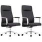 Contemporary Arm Chair Fixed Arms Wheels Black Leather High Back Chair 2 Piece Set Clearhalo 'furn' 'furn_office_chair' 'Furniture' 'Office Chairs' 'Office Furniture' 'office_chair' 5972239