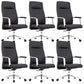 Contemporary Arm Chair Fixed Arms Wheels Black Leather High Back Chair 6 Piece Set Clearhalo 'furn' 'furn_office_chair' 'Furniture' 'Office Chairs' 'Office Furniture' 'office_chair' 5972242