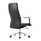 Contemporary Arm Chair Fixed Arms Wheels Black Leather High Back Chair Clearhalo 'furn' 'furn_office_chair' 'Furniture' 'Office Chairs' 'Office Furniture' 'office_chair' 5972243