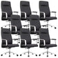 Contemporary Arm Chair Fixed Arms Wheels Black Leather High Back Chair 8 Piece Set Clearhalo 'furn' 'furn_office_chair' 'Furniture' 'Office Chairs' 'Office Furniture' 'office_chair' 5972244