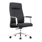 Contemporary Arm Chair Fixed Arms Wheels Black Leather High Back Chair Clearhalo 'furn' 'furn_office_chair' 'Furniture' 'Office Chairs' 'Office Furniture' 'office_chair' 5972246