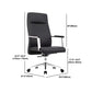 Contemporary Arm Chair Fixed Arms Wheels Black Leather High Back Chair Clearhalo 'furn' 'furn_office_chair' 'Furniture' 'Office Chairs' 'Office Furniture' 'office_chair' 5972249