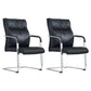 Fauteuil contemporain à accoudoirs fixes sans roues, chaise à dossier haut en cuir noir