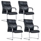 Fauteuil contemporain à accoudoirs fixes sans roues, chaise à dossier haut en cuir noir