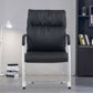 Fauteuil contemporain à accoudoirs fixes sans roues, chaise à dossier haut en cuir noir
