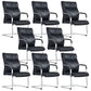 Fauteuil contemporain à accoudoirs fixes sans roues, chaise à dossier haut en cuir noir