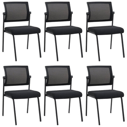 22" Wide Contemporary Desk Chair Armless No Wheels Office Chair Black 6 Piece Set Clearhalo 'furn' 'furn_office_chair' 'Furniture' 'Office Chairs' 'Office Furniture' 'office_chair' 5972302