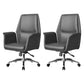 Contemporary Faux Leather Adjustable Chair Conference Swivel Chair Black 2 Piece Set Mid-Back (14-22 in.) Clearhalo 'furn' 'furn_office_chair' 'Furniture' 'Office Chairs' 'Office Furniture' 'office_chair' 5972467